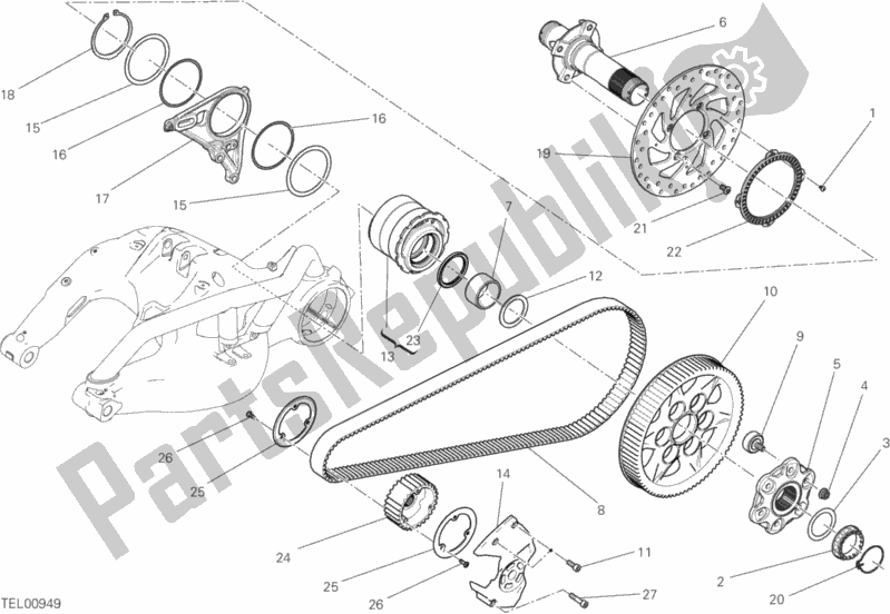 All parts for the Hub, Rear Wheel of the Ducati Diavel Xdiavel S 1260 2017